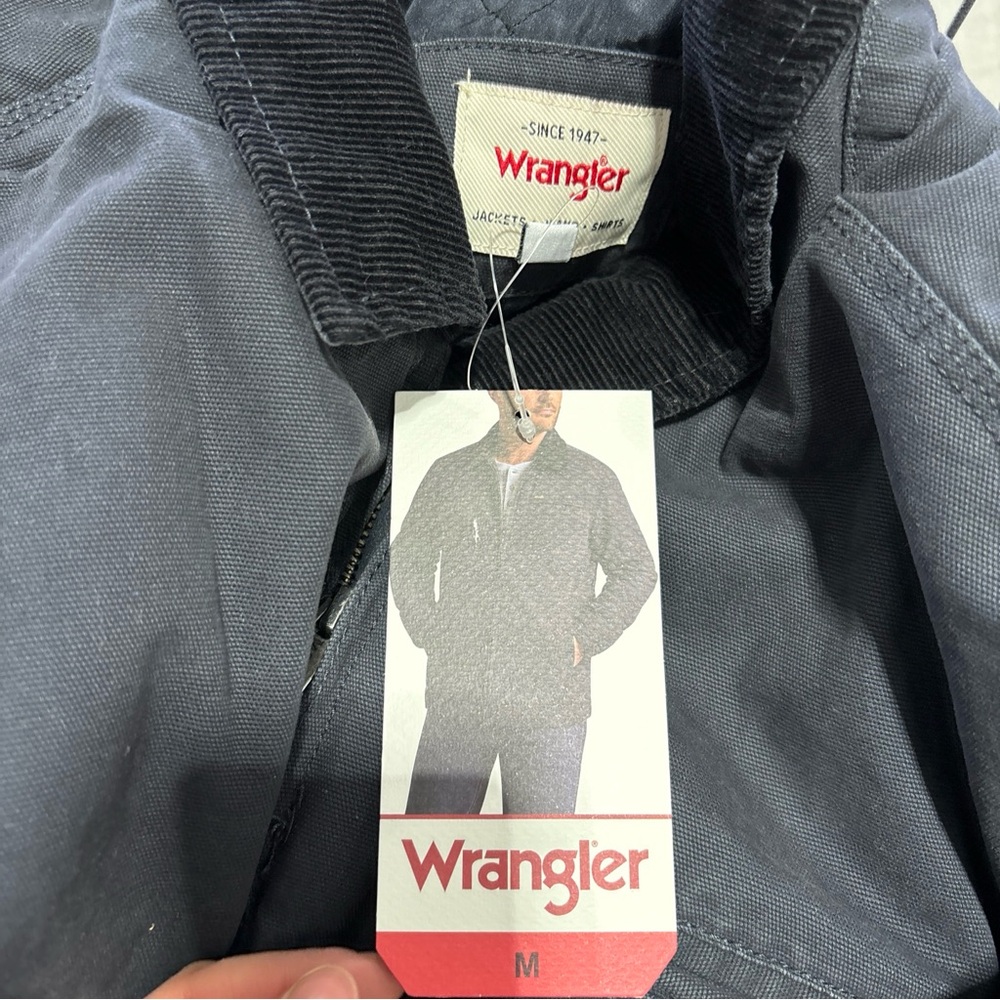 Wrangler Men's Workwear Jacket Quilted Lining Corduroy Collar GREY,Size S/M/L/XL - Picture 2 of 11